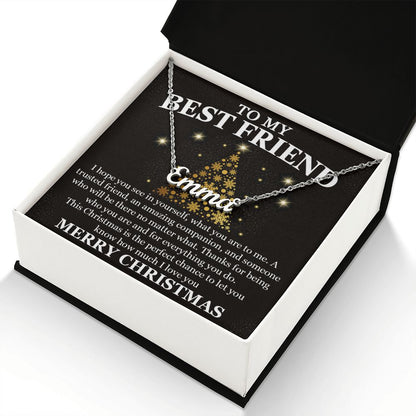 Best Friend Gold XMAS Tree Custom Name Necklace