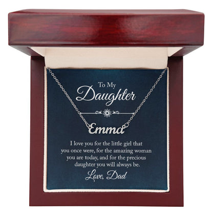 Daughter Dad Blue Customized Name Necklace