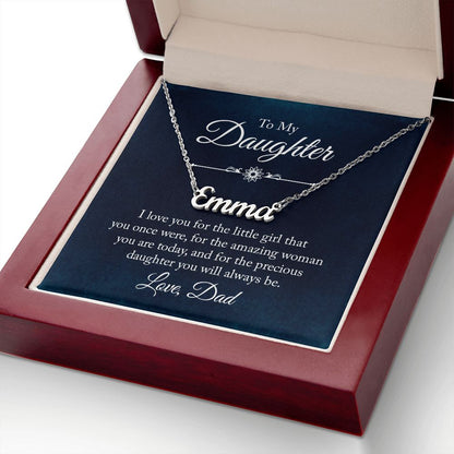 Daughter Dad Blue Customized Name Necklace