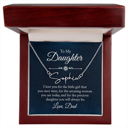 Daughter Dad Amazing Woman Signature Name Necklace