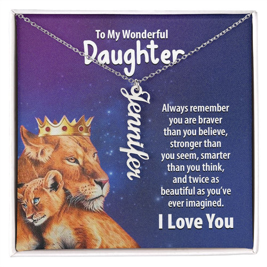 Wonderful Daughter Vertical Name Necklace