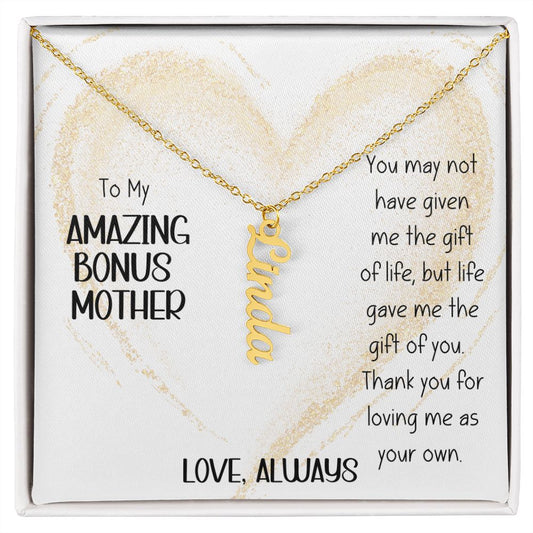 Amazing Bonus Mother Gold Heart Vertical Name Necklace