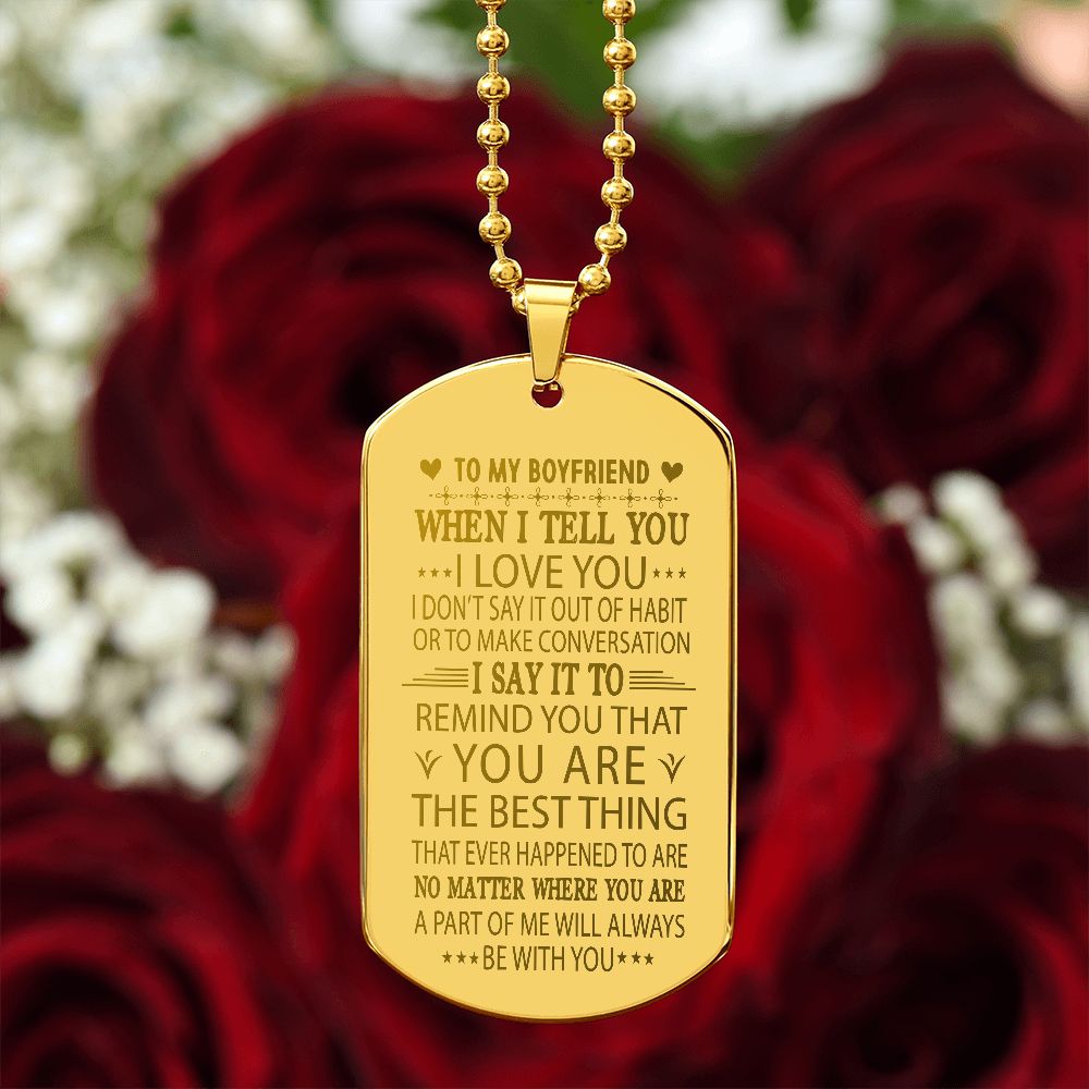 Boyfriend I Love You More Dog Tag Ball Chain