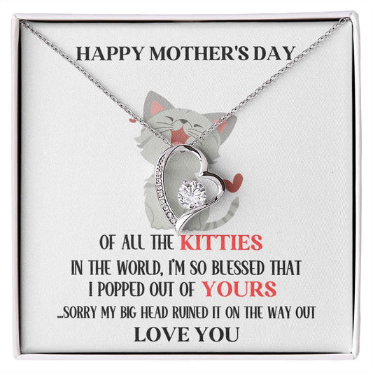 Mother's Day Your Kitty Grey Hearts Forever Love Necklace