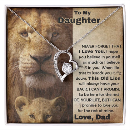 Daughter Old Lion Back Forever Love Necklace