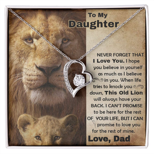 Daughter Old Lion Back Forever Love Necklace