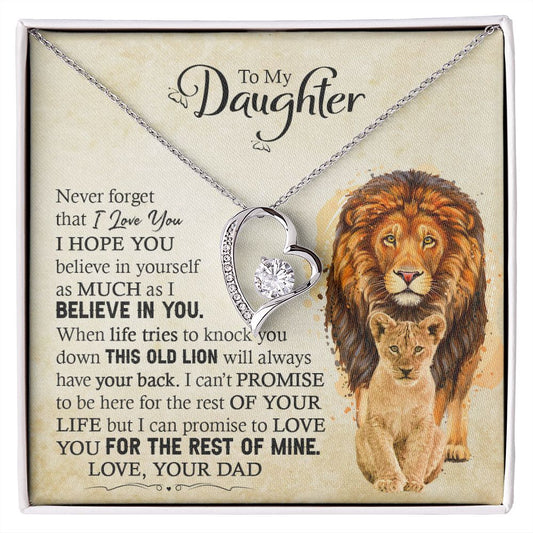 Daughter Dad Old Lion Promise Forever Love Necklace
