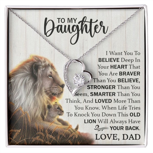 Daughter Dad Old Lion Believe Forever Love Necklace