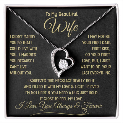 Beautiful Wife Can't Live Without You Forever Love Necklace