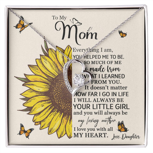 Mom Daughter Little Girl Sunflower Forever Love Necklace