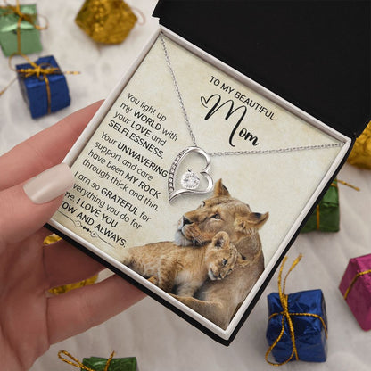 Mom Lioness My World Forever Love Necklace