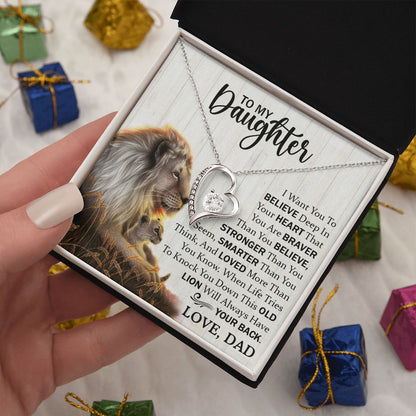 Daughter Dad Old Lion Believe Forever Love Necklace