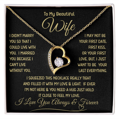 Beautiful Wife Can't Live Without You Forever Love Necklace
