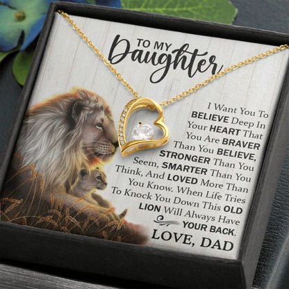 Daughter Dad Old Lion Believe Forever Love Necklace