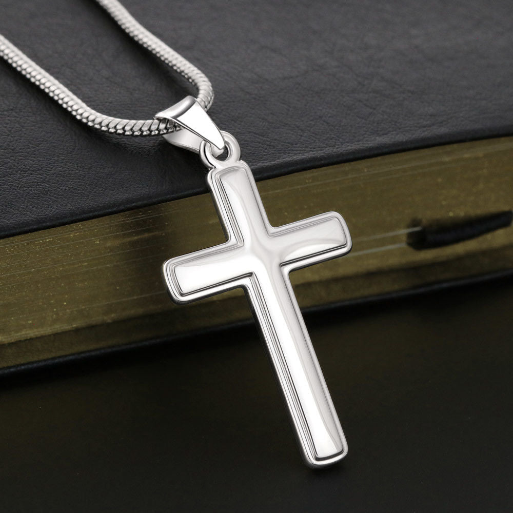 Dad I Love You More Than/ Artisan Stainless Steel Cross Necklace