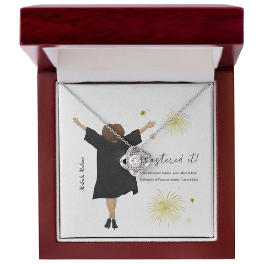 Customized Graduation I Did It! -Mastered It! Senior - Love Knot Necklace