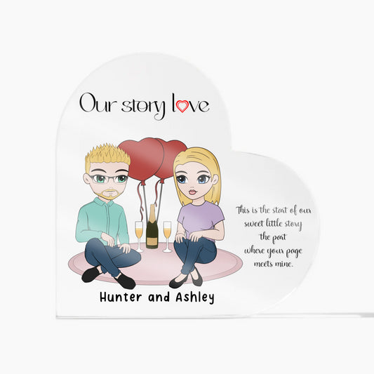 Customized Our Story Love Acrylic Heart